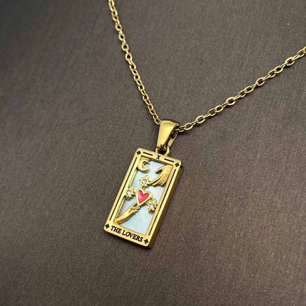 Lovers Tarot 18K Gold Plated Steel Necklace
