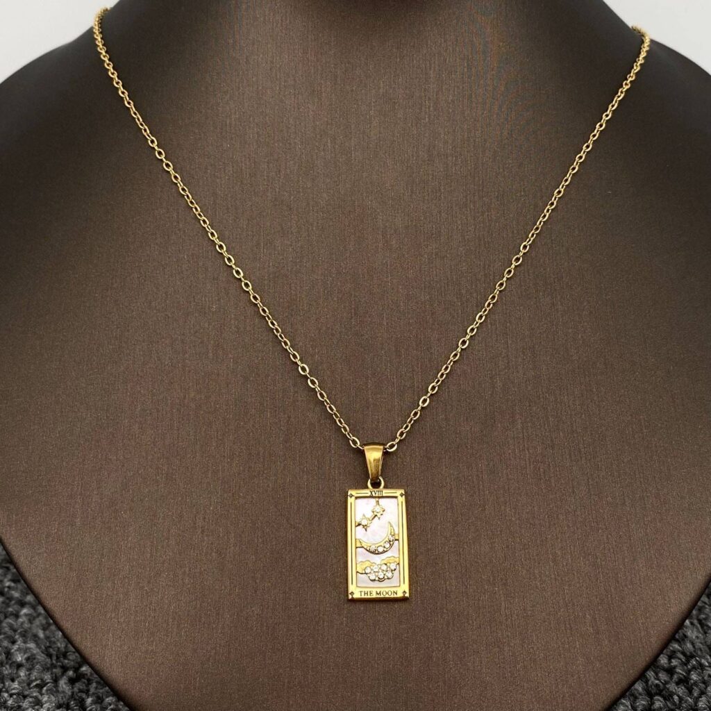 Moon Tarot 18K Gold Plated Steel Necklace