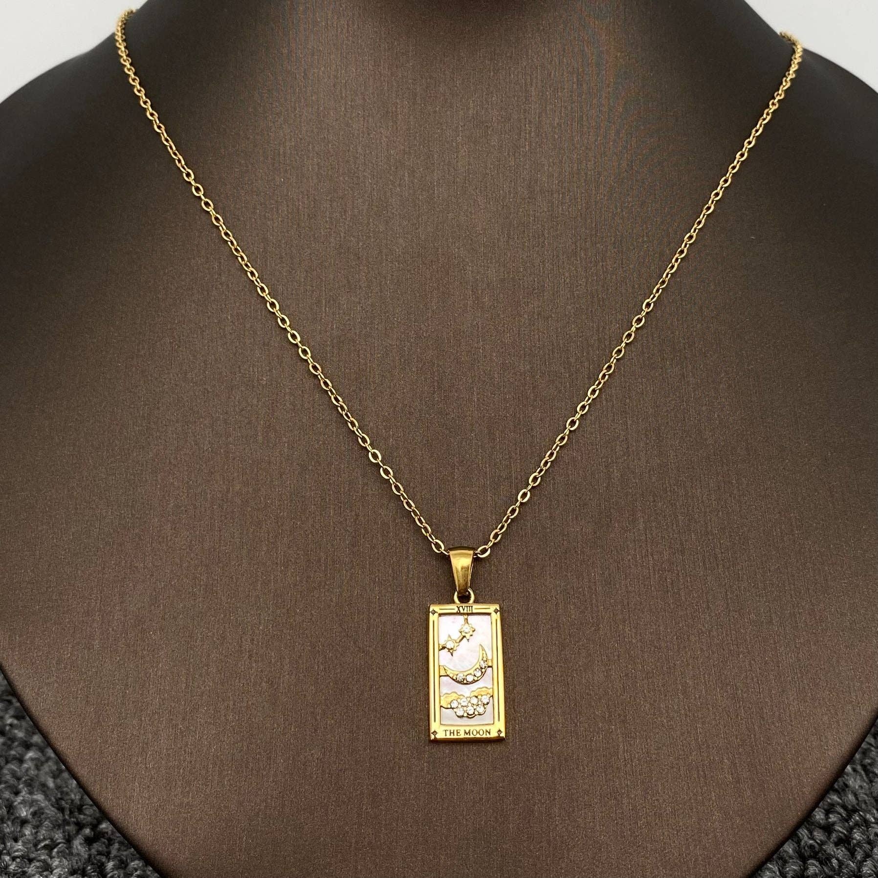Moon Tarot 18K Gold Plated Steel Necklace